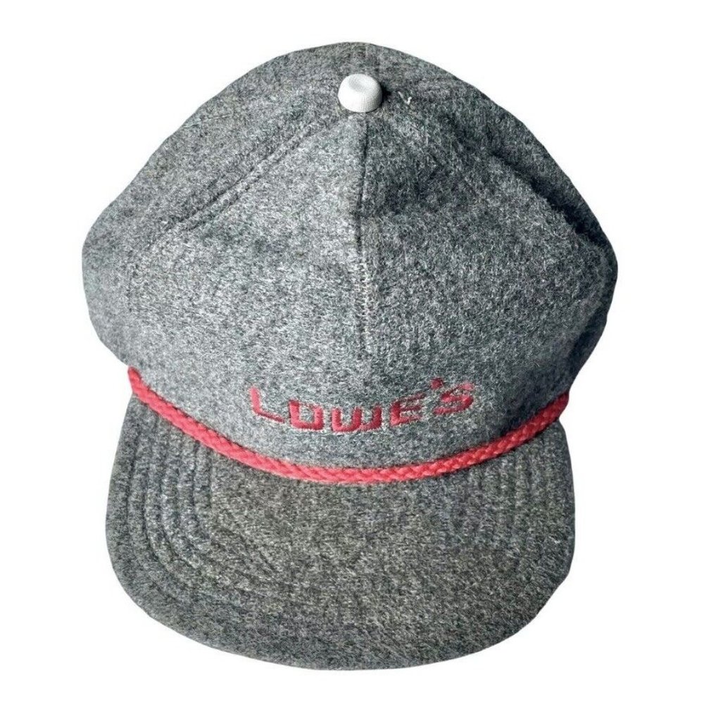 Lowe’s Hardware Wool Snapback Hat Cap Made in USA Rope Brim Vintage RARE